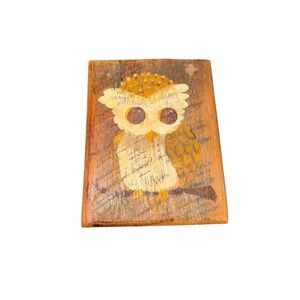 Vintage‎ Hand-Painted Wooden Owl Plaque Rustic Folk Art Wall Decor – 1960s/1970s